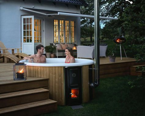 Hot Tub Designs, Hot Tub Backyard, Hot Tub Garden, Cast Iron Stove, Natural Swimming Pools, Hot Tub Outdoor, Hot Tubs, Backyard Pool, Wood Stove