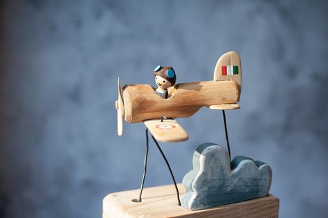 Wooden Airplane Automate Handcrafted. Kinetic Sculpture, Automaton Handmade Wood. Original Gift, Wooden Figurine Automatic. Gifts Idea. - Etsy Wood Airplane Toy, Kinetic Toys, Wood Airplane, Wooden Toys Design, Wooden Airplane, Kinetic Sculpture, Unique Toys, Diy Sofa, Diy Cardboard Furniture