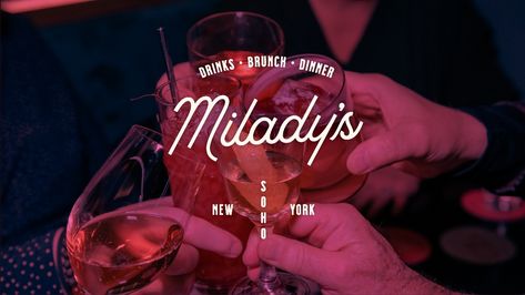 Milady’s, a famed dive-bar in SoHo, operated in the same space for decades before closing down in 2014. It was loved as one of the last old-school watering holes in Manhattan. Instead of just mimicking the original 1970’s aesthetic, we decided to be inspired by the vast range of characters rumored to have haunted the original Milady’s. Logo Design. Custom Illustrations. Hand Lettering. Retro Logo. Cocktail Illustrations. Menu Design. Apparel Design. Newstalgia. Cocktail Bar Branding 1970’s Aesthetic, Cocktail Illustration, Bar Scene, Nyc Bars, Bar Logo, Dive Bar, Event Branding, Cocktail Bar, Retro Logo