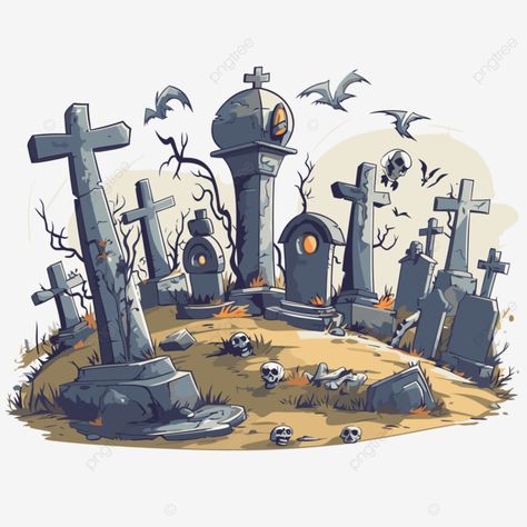 spooky graveyard clipart cartoon halloween graveyard with tombstones for horror icon vector Pumpkins Painting, Graveyard Halloween, Spooky Graveyard, Spooky Birthday, Eye Drawings, Spooky Pumpkins, Birthday Photo Shoot, Spooky Eyes, Halloween Graveyard