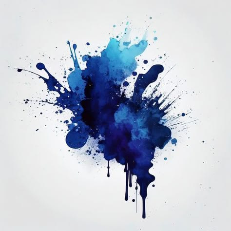 Blue Ink Painting, Watercolor Splatter Tattoo, Ink Splatter Art, Splash Art Paint, Watercolor Tattoo Background, Blue Watercolor Tattoo, Splash Tattoo Design, Splash Effect Backgrounds, Ink Splatter Tattoo