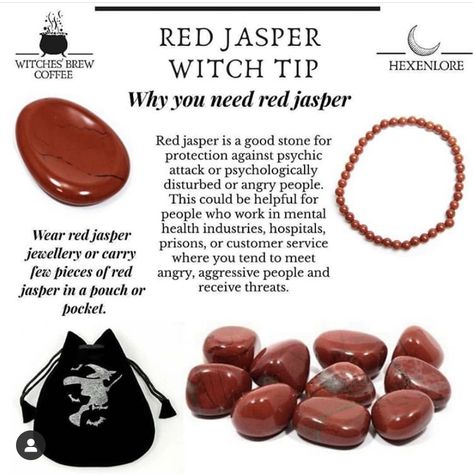 Crystal Healing Chart, Red Jasper Stone, Crystals Healing Properties, Herbal Magic, Spiritual Crystals, Crystal Healing Stones, Crystal Magic, Rocks And Gems, Jasper Stone