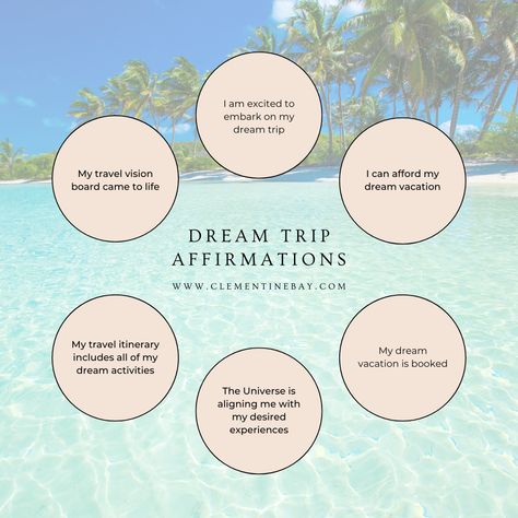 Affirmations to manifest your dream trip | The Law of Assumption affirmations | Manifest dream travel affirmations | The Law of Attraction | Dream trip affirmations | Affirmation poster | Lucky girl syndrome | Vision board ideas | Manifestation quotes | Daily affirmations | Dream trip affirmations Travel Manifestation Quotes, Vacation Affirmations, Law Of Assumption Affirmations, Travel Affirmations, Travel Manifestation, Assumption Quotes, The Law Of Assumption, Lucky Girl Syndrome, Vision Board Ideas