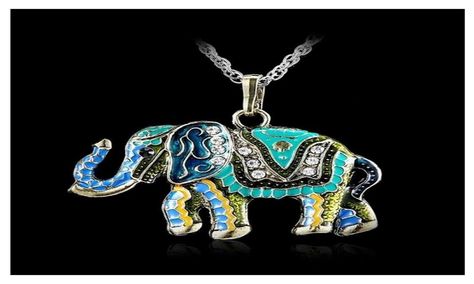 - Item Type:Necklaces - Clasp Type:Lobster - Chain Type:Link Chain - Necklace Type:Pendant Necklaces - Material:Crystal - Style:Trendy - Metals Type:Zinc Alloy - Gender:Women - Shape\pattern:Geometric - Pendant Size:38x28 mm - Length: 70 cm Green Elephant, Elephant Pendant Necklace, Multi Coloured Necklaces, Colorful Elephant, Animal Pendant, Hamsa Necklace, Wedding Pendant, Elephant Necklace, Elephant Pendant