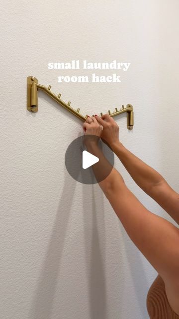 Brooke - Amazon finds . home . organization on Instagram: "Comment “laundry” and I�’ll send you the link.   We have a smaller laundry room, so this has been the perfect hack for hang drying clothes. When you’re not using it, just push it again the wall!   #laundryroom #laundryorganization #laundryhacks #laundryroomdecor" Hanging Solutions For Laundry Room, Hang Clothes In Laundry Room, Laundry Hanging Ideas, Laundry Hallway Ideas, Laundry Room Clothes Hanging Ideas, Laundry Room Must Haves, Diy Laundry Room Ideas, Laundry Room Hacks, Laundry Room Diy