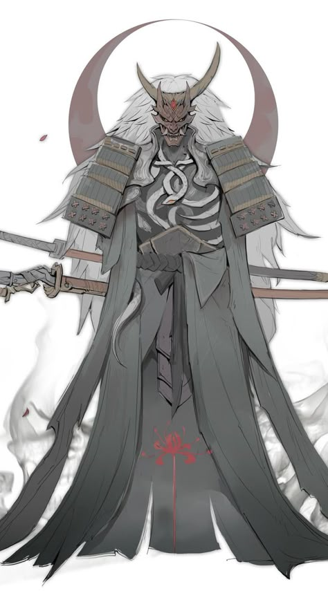 Samurai Oc, Shogun Art, Shogun Samurai, Fantasy Samurai, Samurai Concept, Oni Samurai, Oni Demon, Samurai Artwork, 다크 판타지