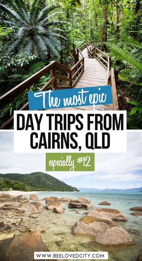 Discover the best places to visit near Cairns. In this article, we tell you everything about the 12 best day trips from Cairns, Queensland. Cairns Queensland | Cairns Australia | cairns queensland things to do | Things to do in Cairns | Cairns day trips | cairns australia great barrier reef | Things to do in Queensland | Beautiful places in Queensland | Queensland travel guide | Tropical queensland | Cape tribulation | Millaa Millaa falls Australia Trip, Australian Road Trip, Cairns Australia, Australia Travel Guide, Australian Travel, Oceania Travel, Visit Australia, New Zealand Travel, The Best Day