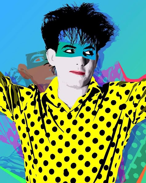 Jon Pleased Wimmin on Instagram: “New Pop Art Tart of Robert Smith 😻 #popart #popartstyle #80s #newwavemusic #iconic #lippy” Robert Smith Art, Robert Smith 80s, Colorful Goth, Event Moodboard, New Wave Art, New Wave 80s, 80s New Wave, Aesthetic 80s, 80s Outfits