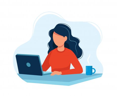 Woman working with computer Premium Vect... | Premium Vector #Freepik #vector #business Flat Illustration, Power Point, Flat Design, Design Illustration, Illustration Design, Vector Illustration, Presentation, Illustrator, Laptop