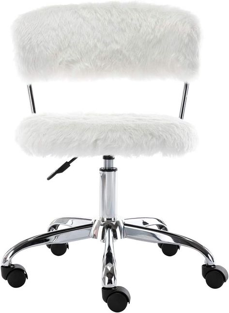 Amazon.com: Kmax Fuzzy Office Desk Chair Faux Fur Kids Armless Rolling Task Chair Comfy Vanity Chair for Bedroom, White : Home & Kitchen Fluffy Chair, White Desk Chair, Best Ergonomic Office Chair, Chair Comfy, Chair For Bedroom, Best Office Chair, Bedroom White, Vanity Chair, Spa Room