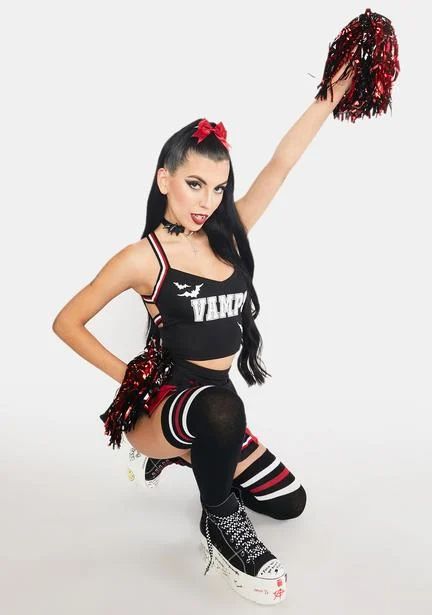 Sexy Cheerleader Costumes: Shop Shirts, Skirts & Sets | Dolls Kill Vampire Cheerleader, Cheerleader Halloween, Cheerleader Halloween Costume, Best Friend Costumes, Clueless Costume, Friend Costumes, Halloween Costumes For Women, Cheerleader Costume, Rave Costumes