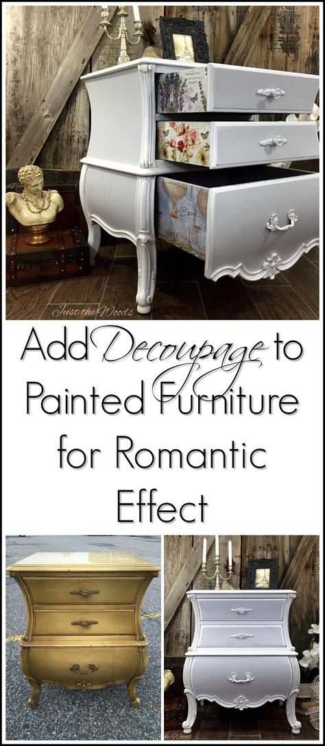 Decoupage Drawers, Romantic Furniture, Bombay Chest, Shabby Chic Dressers, Paint Stencils, Shabby Chic Dresser, Furniture Update, Decoupage Furniture, Furniture Flip