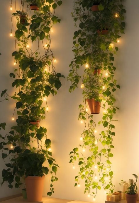 Hanging Plants Indoor Bedroom, Bathroom Plants No Sunlight, Wall Hanging Decorations, Fake Hanging Plants, Indoor Plant Wall, Wall Mounted Planters, India Home Decor, Fake Plants Decor, Hanging Plant Wall