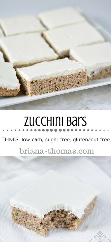 Zucchini Bars...they're healthy, low carb, sugar free, and gluten/nut free.  A healthy rendition of one of our family favorites! Zucchini Bars, Trim Healthy Mama Dessert, Squat Motivation, Trim Healthy Momma, Healthy Low Carb, Trim Healthy Mama Recipes, Recipes Low Carb, Thm Desserts, Low Carb Sweets