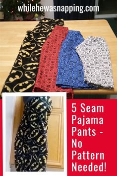 These 5 seam pajama pants are a quick, easy, and super comfy project! The steps are simple. The fit is relaxed, so cuts and seams don’t have to be perfect . The more 5 Seam Pajama Pants you make, the faster you’ll get. Before you know it, you’ll go from measuring your fabric to wearing your pants in an hour! Diy Fleece Pajama Pants, Easy Sewing Patterns Free Pajama Pants, Pajama Pants With Pockets Pattern Free, Making Pajama Pants, Pajama Pants Pattern Free Women, Fleece Pajama Pants Pattern, Easy Pajama Pants Diy, Easy Pajamas To Sew, Kids Pajama Pants Pattern Free