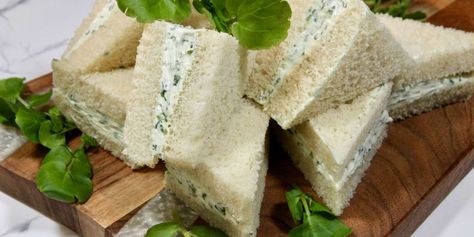 Watercress Tea Sandwiches Watercress Sandwich, Watercress Recipes, Tea Sandwiches Recipes, Lemon Salad, 5 Ingredient Dinners, Passover Recipes, Quick Snack, Party Appetizers, Tea Sandwiches