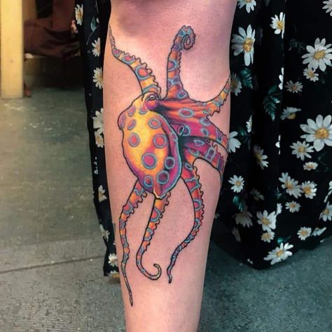 Octopus Thigh Tattoos, Small Octopus Tattoo, Blue Ringed Octopus, Ringed Octopus, Octopus Tattoo Sleeve, Octopus Drawing, Octopus Tattoo Design, Octopus Tattoos, Saved Tattoo