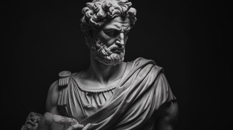 Greece Statue Aesthetic, Stoic Wallpaper Desktop, Mythology Wallpaper Desktop, Dark Academia Pc Wallpaper, Statue Of David Wallpaper, Stoic Wallpaper Iphone, Greek Gods Wallpaper Aesthetic, Greece Statue, Greek God Sculptures