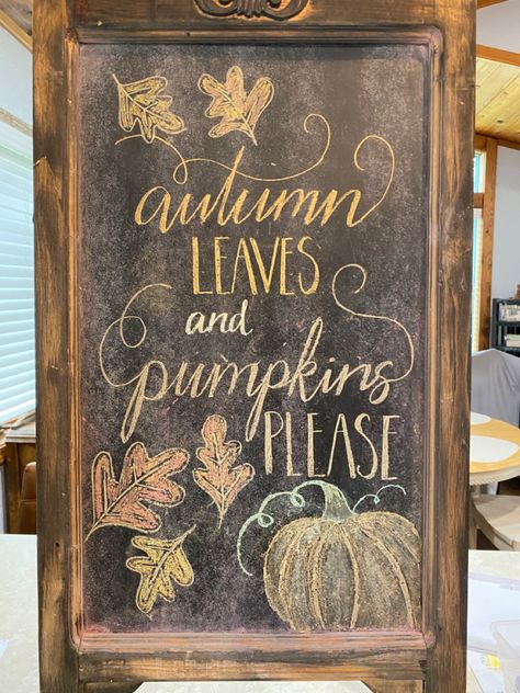 Fall Chalkboard Wall Art, Fall Kitchen Chalkboard Ideas, Simple Fall Chalkboard Art, Hello Fall Chalkboard Sign, Fall Chalk Art Chalkboard Signs, Fall Restaurant Chalkboard, Hello Fall Chalkboard Art, Fall Chalkboard Sayings, Fall Menu Board