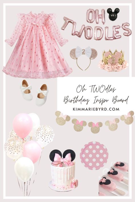 Minnie Mouse Birthday Balloon Ideas, Light Pink Minnie Mouse Party, Oh Twodles Birthday Girl Cake, Minnie Mouse Cake Decorations, Minnie Mouse Birthday Dress, Minnie Mouse Pinata, Oh Twodles, Twodles Birthday, Minnie Mouse Birthday Party Decorations