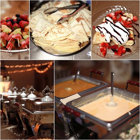 part of what my cousin's daughter had at her wedding (make u'r own fruit crepe bar) ~ so yummy!! Fruit Tart Filling, Fruit Crepes, Crepe Bar, Thanksgiving Fruit, Wedding Food Stations, Vegan Wedding Cake, Vegan Wedding, Best Party Food, Fruit Bar