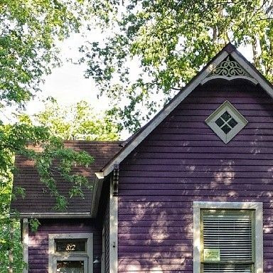 Eggplant House Exterior, Purple Exterior Paint, Deep Purple House Exterior, Purple Trim House Exterior, Purple House, House Exterior Purple, Wine House, Exterior House Color, Purple Wine