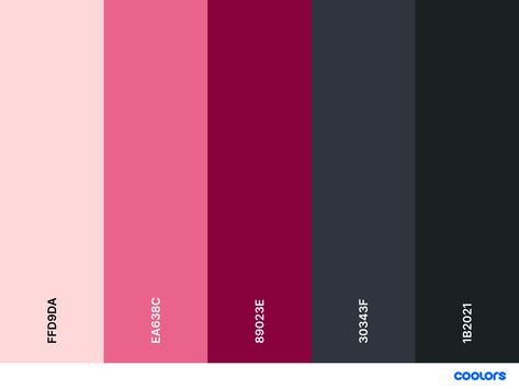 Black Website, Black Color Palette, Color Palette Pink, Hex Codes, Responsive Web Design, Color Pallets, Pink And Black, Colour Palette, Color Palettes