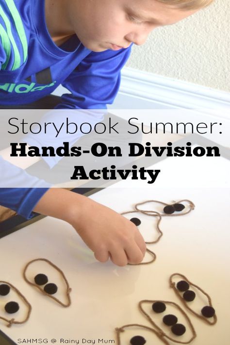 Hands-on division activity based on the book Remainder of One, linking learning with books and maths Teaching Division, Division Activities, Division Games, Family Projects, Math Division, Elementary Learning, Division Worksheets, Math Activities For Kids, Word Problem