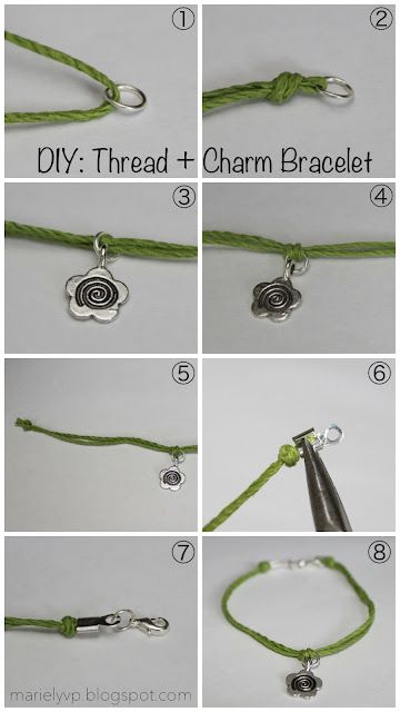 Thread Bracelets Tutorial, Kids Charm Bracelet, Bracelets With String, Diy Bracelets With String, Handmade Charm Bracelets, Homemade Bracelets, Thread Bracelet, Bracelet Craft, Bracelets Handmade Diy