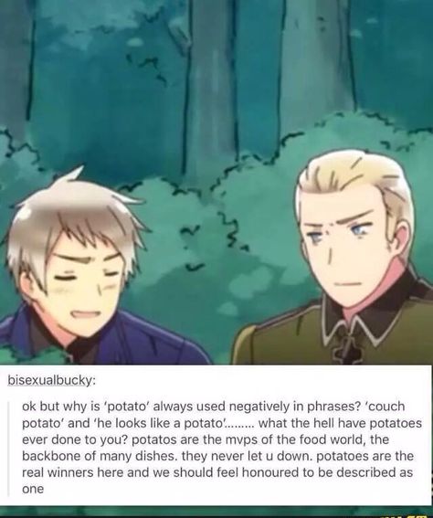 . Hetalia Romano, Ludwig Beilschmidt, Potato Snack, Bad Touch Trio, German Potato, Hetalia Funny, Hetalia Anime, Hetalia Fanart, Hetalia Axis Powers