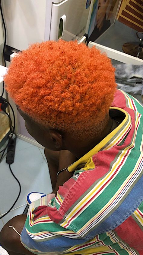 #men #hair #hairstyles #haircolor #orange #blackmen #black Orange Hair Men, Gender Affirmation, Hair Color Ideas For Men, Dark Orange Hair, Hair Colors For Dark Skin, Underground Aesthetic, Royal Blue Hair, Hair Color For Dark Skin, Dyed Hair Men