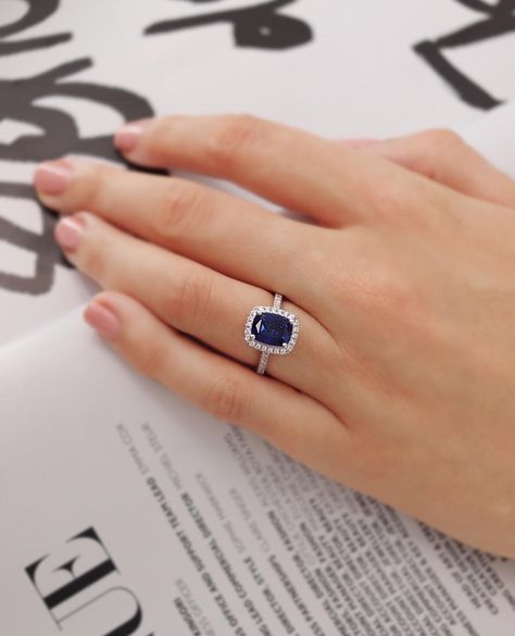 Tiffany Sapphire Ring, Cushion Sapphire Engagement Ring, Sapphire Blue Engagement Ring, Royal Blue Engagement Ring, Square Sapphire Ring, Blue Saffire Ring, Blue Sapphire Rings Engagement, Lily Arkwright, Engagement Rings Stone