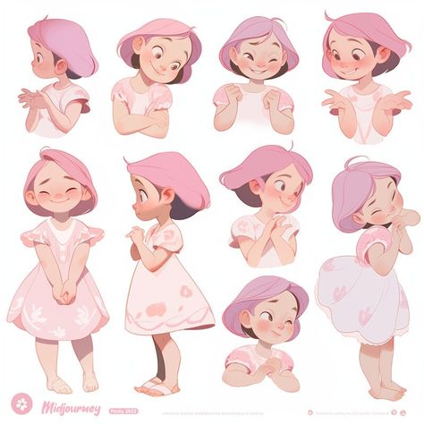 ArtStation - Character Sheet Ⅰ【Midjourney】 Cute Animation Characters, Concept Art For Animation, Children’s Illustration Art, Kids Poses Drawing, Cartoon Ideas Character Design, Childrens Illustrations Book, Chibi Character Sheet, Cute Character Sheet, Cartoon Character Concept Art