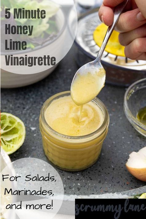 Honey Lime Salad Dressing, Honey Lime Dressing Recipe, Greek Recipes Easy, Lamb Marinade, Lime Salad Dressing, Honey Lime Vinaigrette, Lime Salad, Honey Lime Dressing, Lunch Bowls