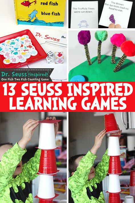 Dr. Suess Games, Dr Seuss Activities For First Grade, Dr Seuss Games For Kids, Dr Seuss Party Games, Dr Seuss Lesson Plans Preschool, Dr Seuss Week Activities, Dr Seuss Games, Dr Seuss Book Activities, Dr Seuss Game