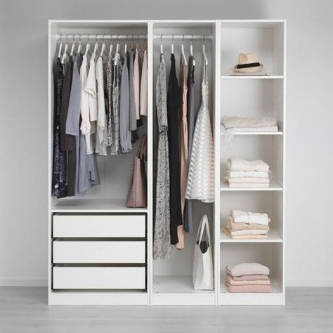 The best wardrobe design ideas you can copy right now 06 Dressing Ikea, Ikea Closet, Open Wardrobe, Wardrobe Organisation, Open Closet, Ikea Bedroom, Pax Wardrobe, Diy Wardrobe, Closet Layout