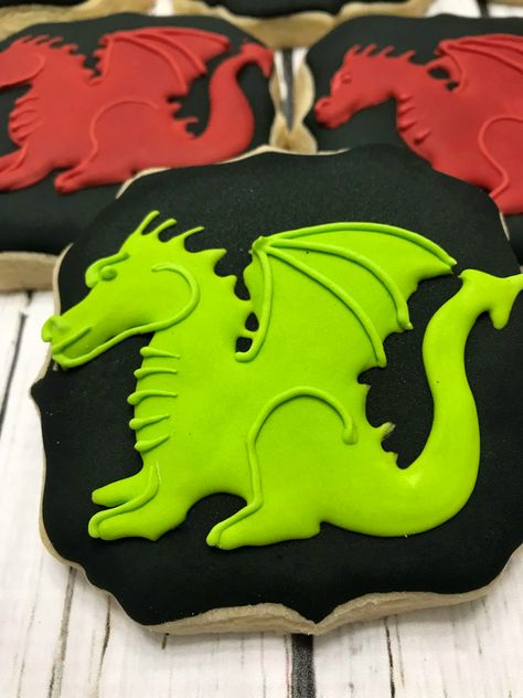 Dragon cookies Dragon Cookies Decorated, Dragon Sugar Cookies, Fire Cookies, Fairytale Cookies, Cookies Monster, Dragon Cakes, Dragon Cookies, Princess Cookies, Dragon Cake