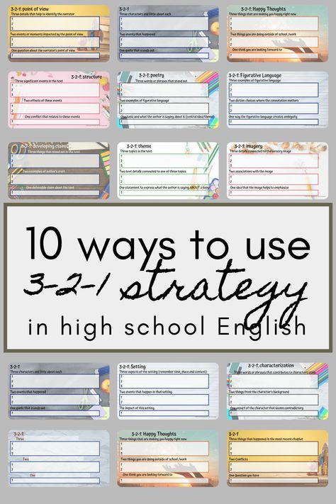 3 2 1 Strategy for High School English - McLaughlin Teaches English Ela Intervention, Reader Response, Teaching High School English, Homeschool Writing, First Year Teaching, 8th Grade Ela, Writing Strategies, Teaching Grammar, Teaching Ela