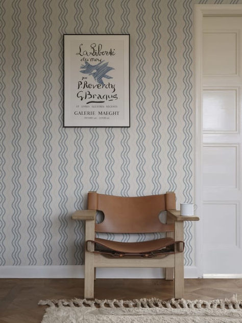 Ben Light Blue - Wallpaper | Sandberg Wallpaper Boys Room Wallpaper, Swedish Wallpaper, Loft Inspiration, Scandi Interiors, Sandberg Wallpaper, Striped Room, Wallpaper Interior, Yellow Room, Scandinavian Living