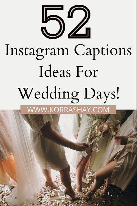 52 Instagram captions ideas for wedding days! Wedding caption ideas. Captions to use as a bride, groom, or guest attending a wedding! Wedding Quotes For Photographers, Wedding Party Captions For Instagram, Wedding Season Quotes, Wedding Day Captions For Instagram, Best Friend Wedding Caption, Bridesmaid Captions Instagram, Bride Captions Instagram, Wedding Countdown Quotes, Countdown Quotes