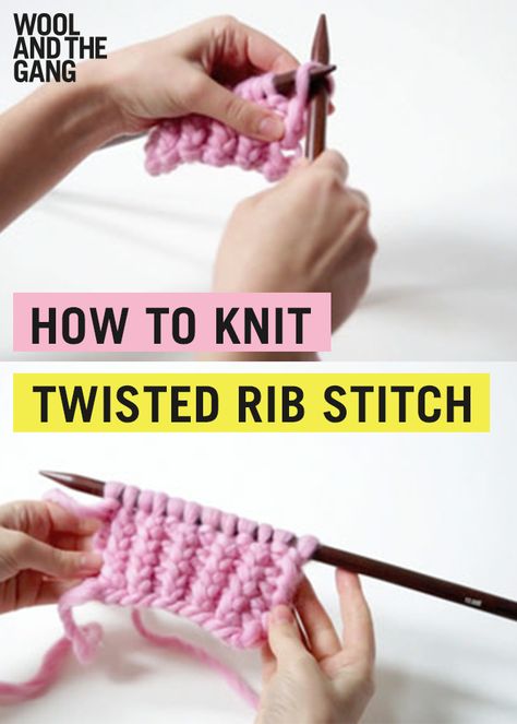 Like rib, only twisted. In this easy-to-follow tutorial, you’ll get to grips with twisted knit and twisted purl stitches to make twisted rib stitch. Twisted Knit Stitch, Twisted Rib Stitch, Crochet Kits, Rib Stitch, The Vivienne, Purl Stitch, Seed Stitch, How To Knit, Knitting And Crochet