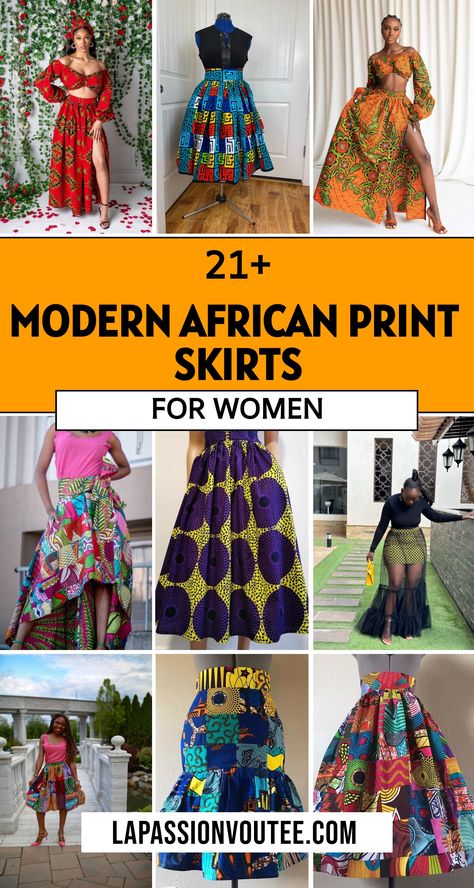 Looking to add a pop of color and culture to your wardrobe? African print skirts are the way to go! From vibrant midi skirts to stylish pieces perfect for work or play, these trendy skirts have got you covered. Stand out from the crowd with these beautiful and modern African print skirts for women. Whether you're looking for something cute for a casual outing or a traditional skirt that makes a statement, we've rounded up the latest and hottest designs just for you. African Print Skirt And Top, African Skirts For Women, Modern African Fashion Dresses, African Skirts High Waist, African Print Pencil Skirt, Wax Print Skirt, African Print Skirts, African Print Outfits, African Maxi Skirt