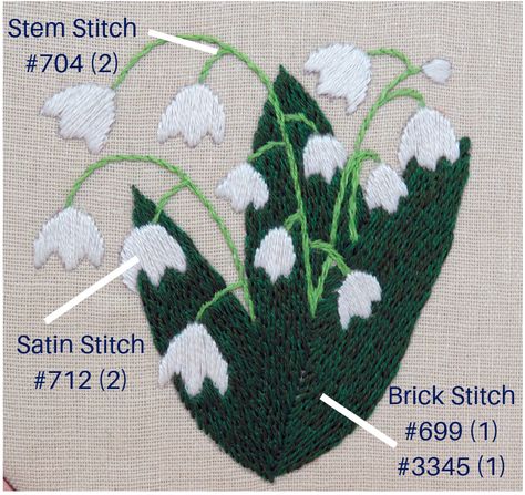 Embroidery Patch Designs, Valley Pictures, May Lily Of The Valley, Lily Valley, Free Hand Embroidery, Freebies Pattern, Modern Hand Embroidery, Purse Sewing, Fun And Easy Crafts