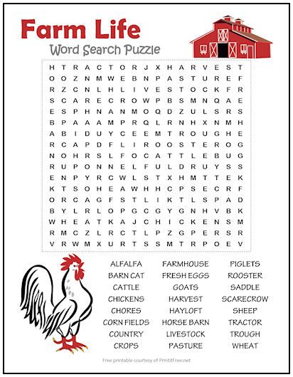 Featuring 24 words related to rural life, our FREE printable Farm Life Word Search Puzzle will have puzzle solvers searching for everything from corn fields and crops to piglets and fresh eggs. Great for the classroom or at home! Large Print Word Searches For Seniors Free Printable, Abc Coloring Book, Kids Word Search, Word Search Puzzles Printables, Free Printable Word Searches, Corn Fields, Word Search Printables, Word Search Games, Word Puzzle