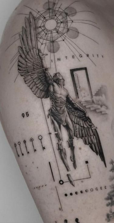 Icarus Tattoo Women, Side Forearm Tattoo, Icarus Tattoos, Inside Forearm Tattoo Women, Stoicism Tattoo, Hole Tattoo, Icarus Tattoo, Tat Inspiration, Tattoo 2024