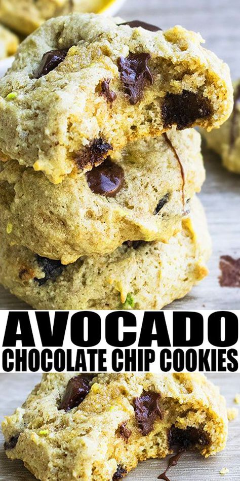 Avocado Cookies, Baking Healthy, Salted Caramel Pretzels, Quick Cookies Recipes, Chocolate Chip Shortbread Cookies, Avocado Dessert, Healthy Chocolate Chip Cookies, Toffee Cookies, Avocado Chocolate