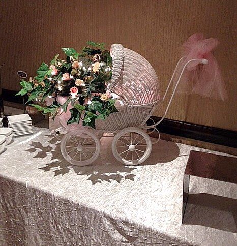 Baby Carriage Centerpiece, Buffet Centerpiece, Baby Shower Return Gifts, Ethereal Garden, Tulle Pink, Vintage Pram, Baby Shower Announcement, Antique Wicker, Garden Baby Showers