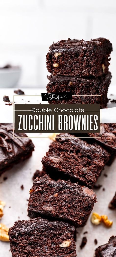 The Best Easy Zucchini Brownies You’ll Ever Make! - Tastilly Easy Zucchini Brownies, Zucchini Brownie, Zucchini Desserts, Chocolate Zucchini Brownies, Easy Impressive Dessert, Zucchini Brownies, Best Chocolate Desserts, Easy Zucchini, Shredded Zucchini