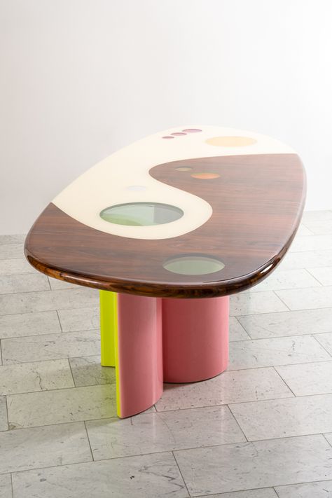 Djivan Schapira, Travis Dining Table, USA, 2023 - Todd Merrill Studio Colored Dining Table, Color Dining Table, James Mont, Glass Photography, Paul Evans, French Magazine, Milo Baughman, Futurism, Marquetry