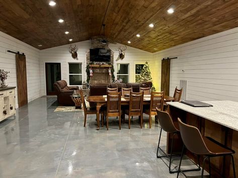 Small Barndominium Interior Open Floor, Barn House Kits, Barndominium Interior, Metal Building House Plans, Barn Kitchen, Pole Barn House Plans, Small House Floor Plans, Building Plans House, Plans House